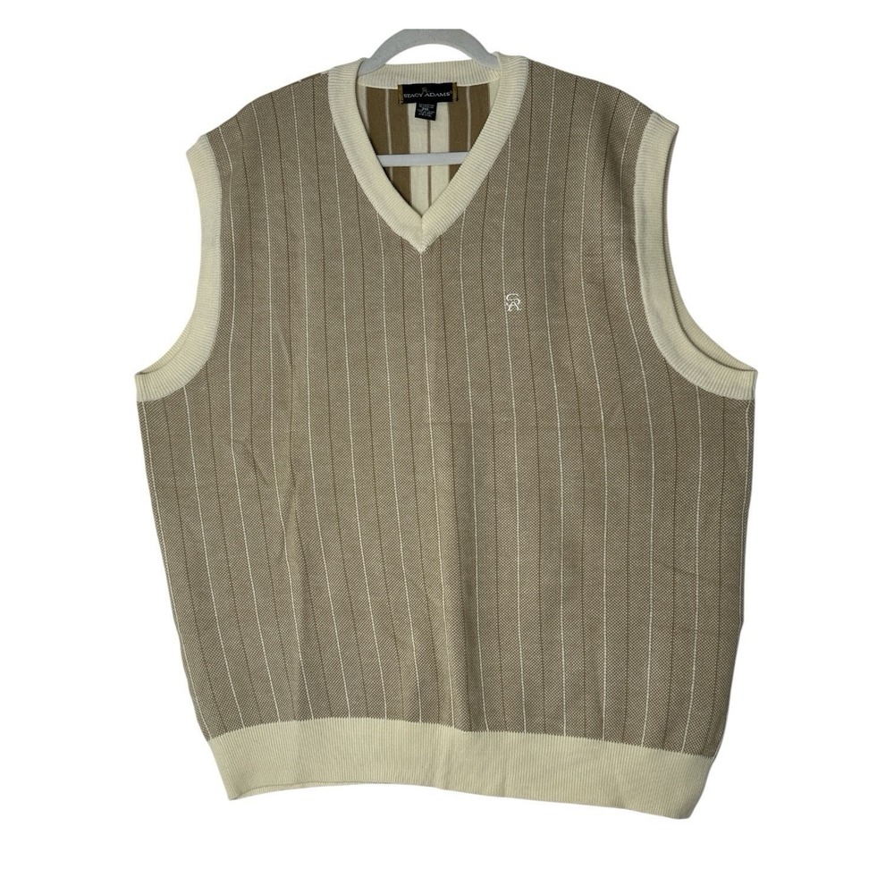 Stacy Adams Sweater Vest Mens 3X Stripe V-Neck Knit Stretch Career Formal